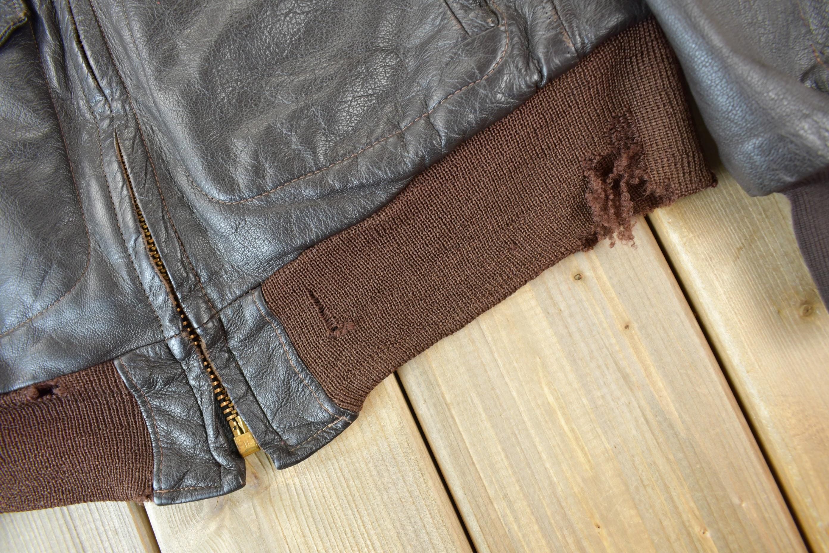 Vintage 1950s LL Bean Shearling Leather Flight Jacket