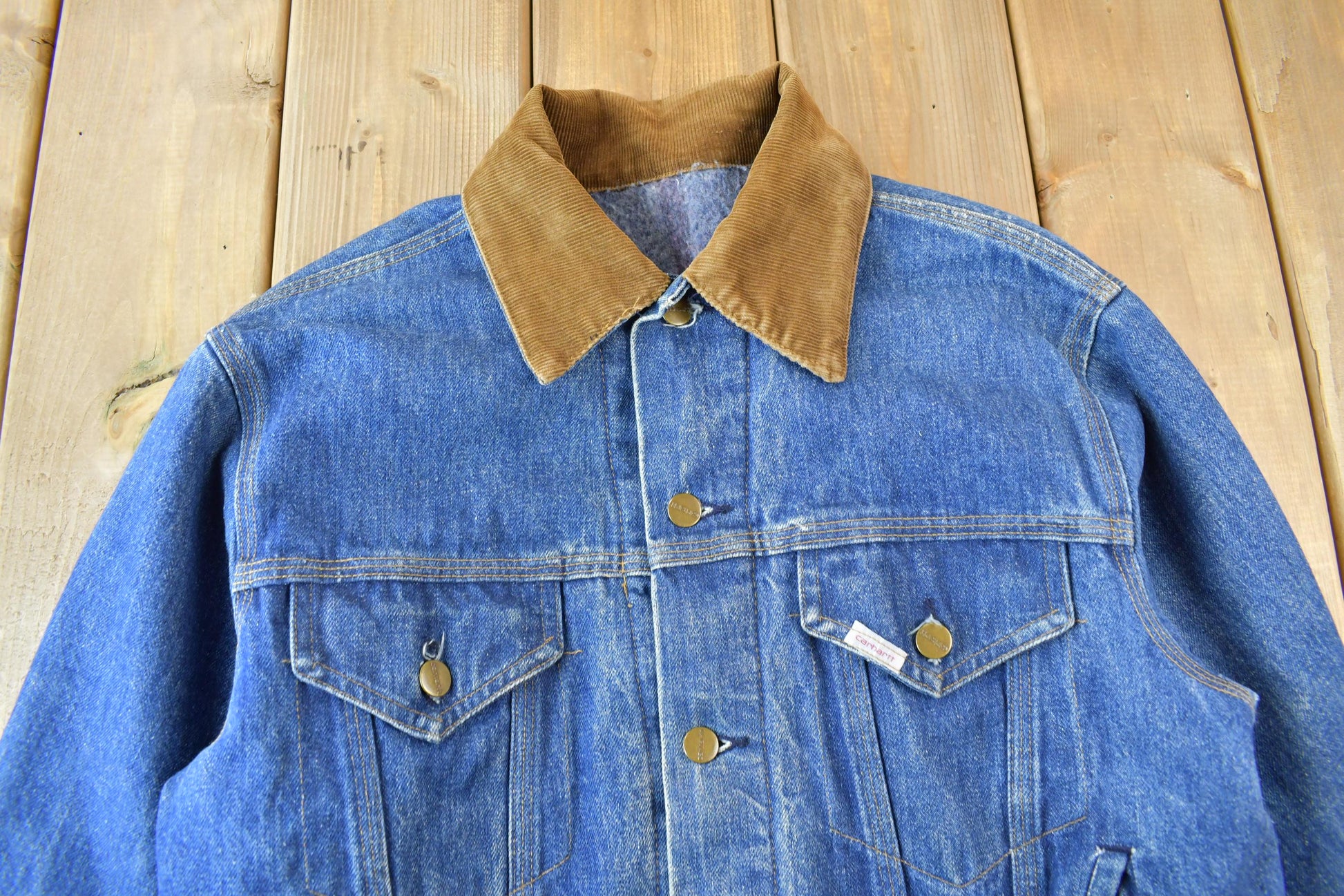 Vintage 1980s Carhartt Medium Wash Jean Jacket
