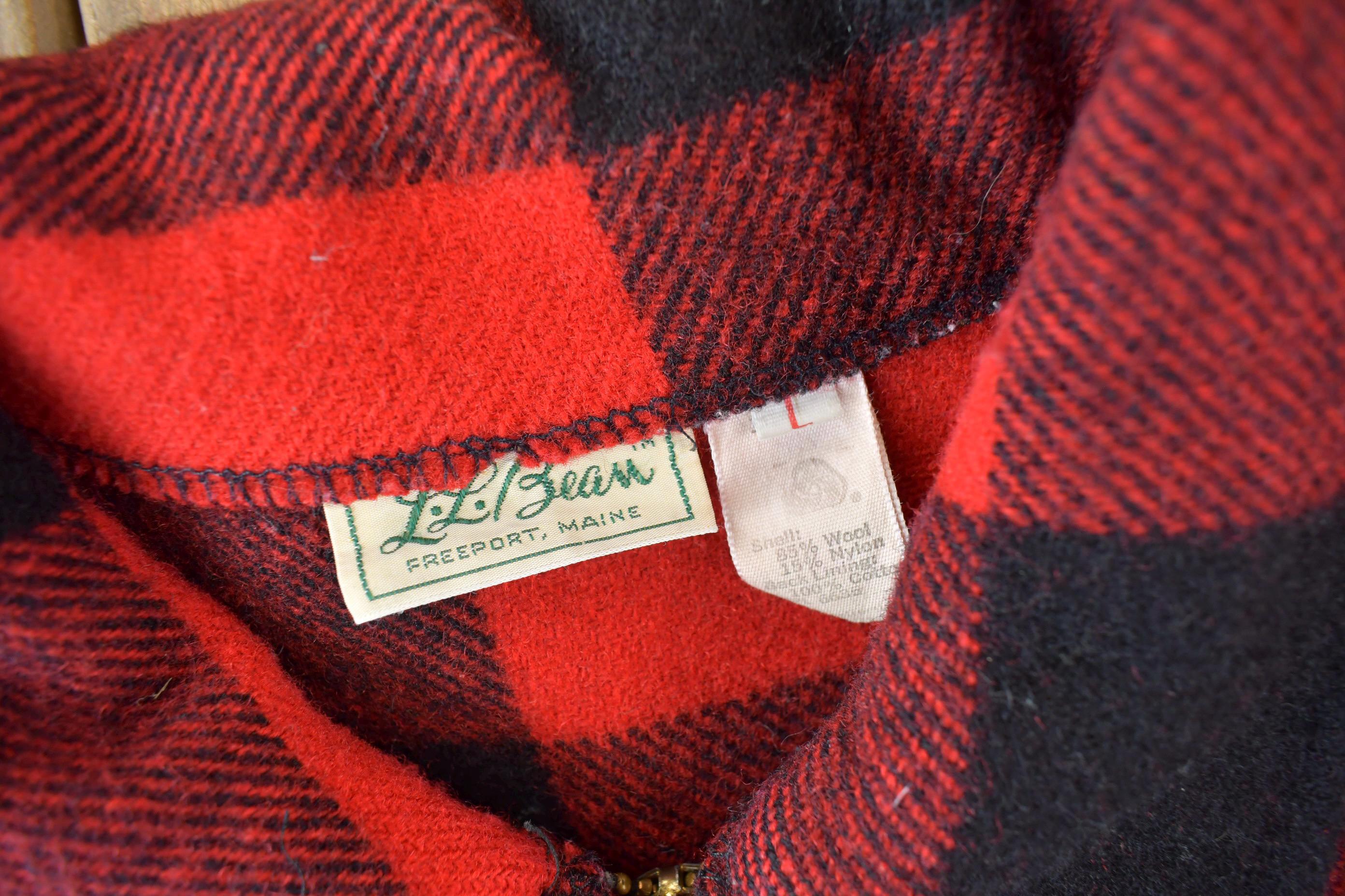 Vintage 1950s LL Bean Plaid Heavy Weight Wool Button Up Jacket