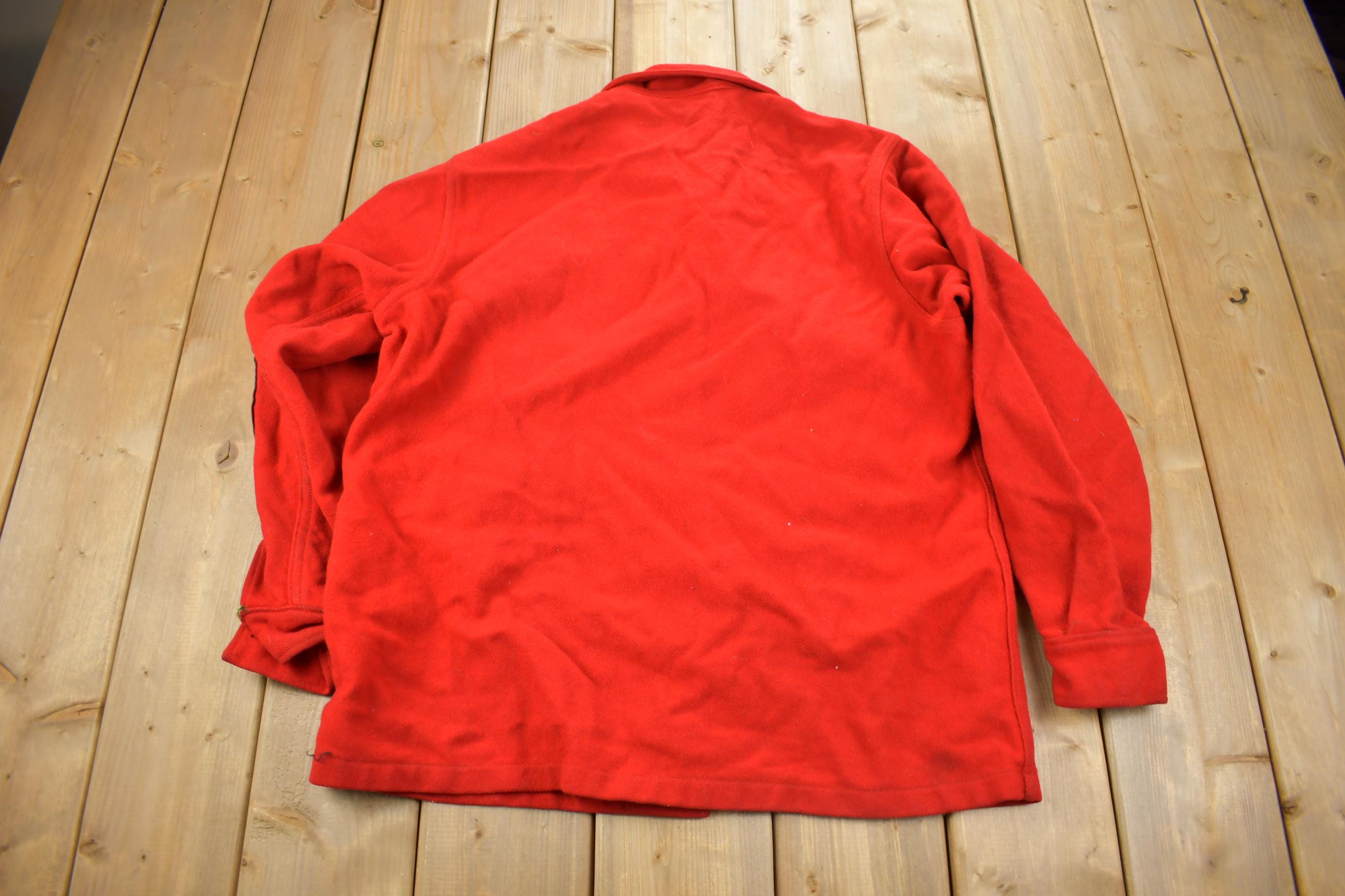 Vintage 1950s Boy Scouts Of America Red Wool Button Up Shirt