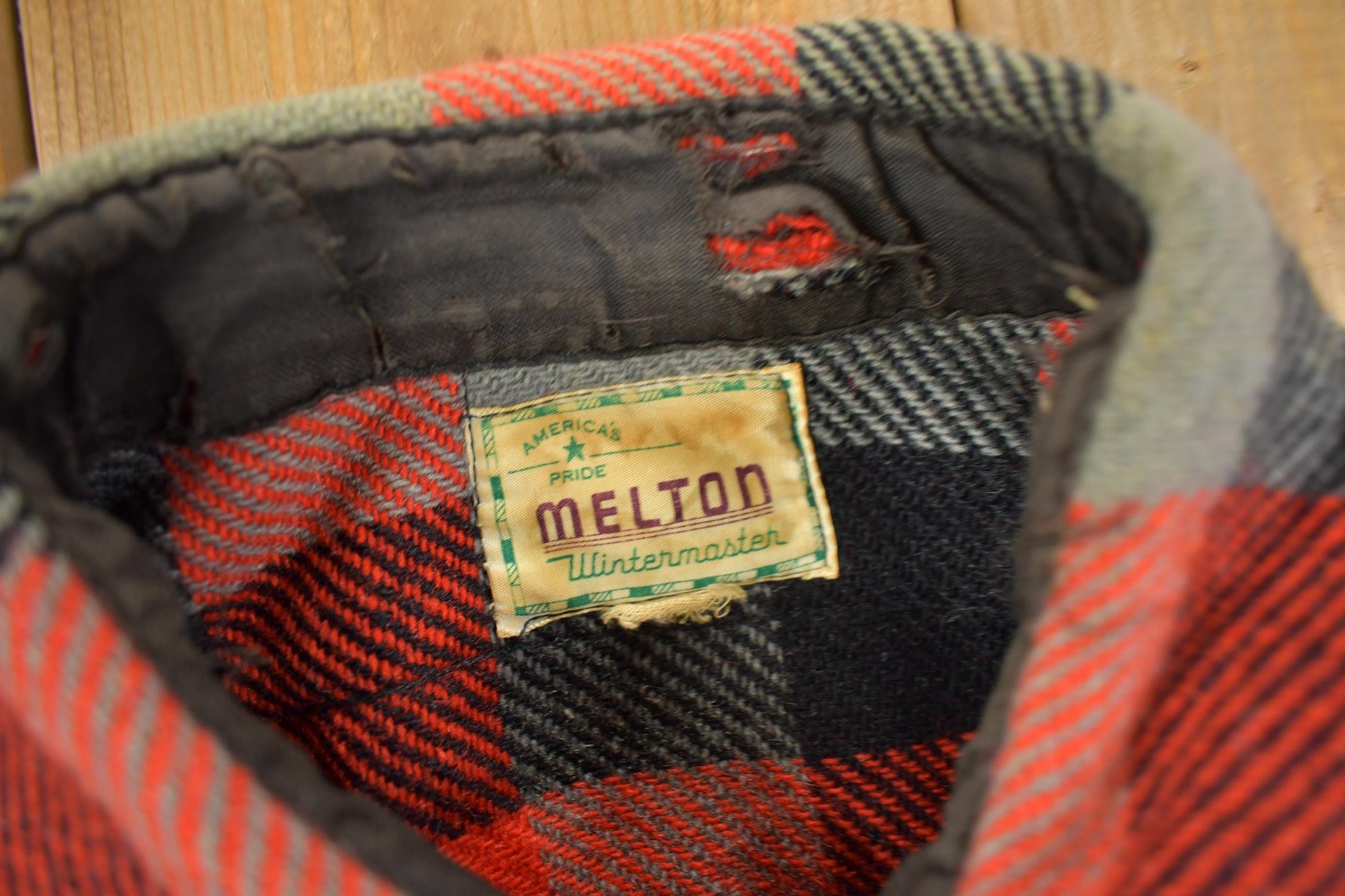 Vintage 1950s Melton Outer-Wear Buffalo Plaid Wool Hunting Jacket