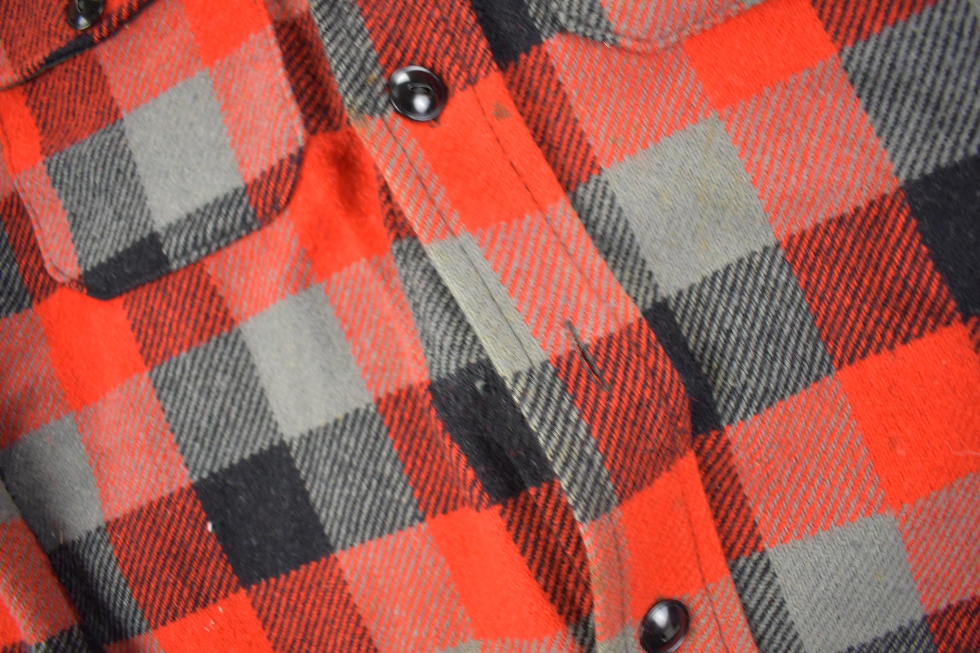 Vintage 1950s Melton Outer-Wear Buffalo Plaid Wool Hunting Jacket