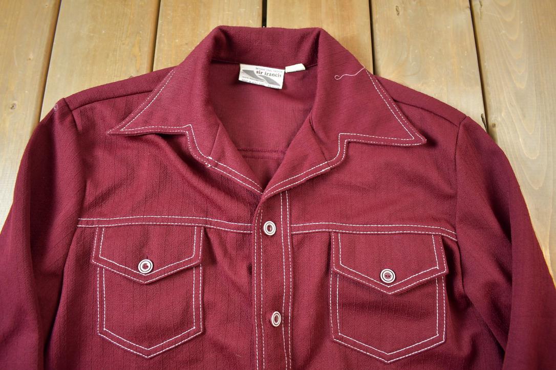 Vintage 1970s Western Style Pointed Collar Button Up Light Jacket