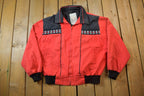 Vintage 1980s Workwear Bomber Jacket Aztec Print - XL - Made in USA