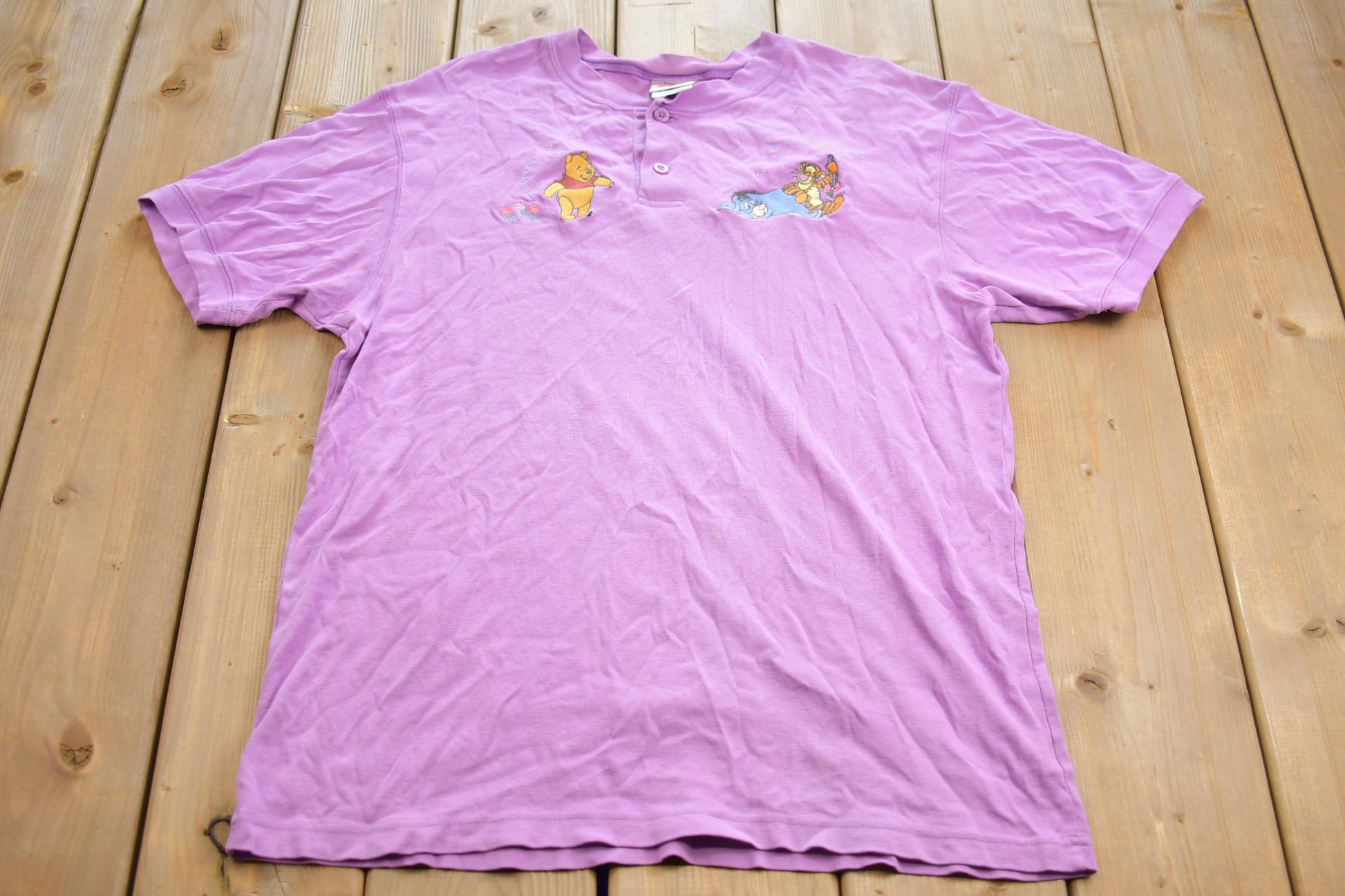 Vintage Y2K Disney Winnie The Pooh Embroidered Henley T-Shirt