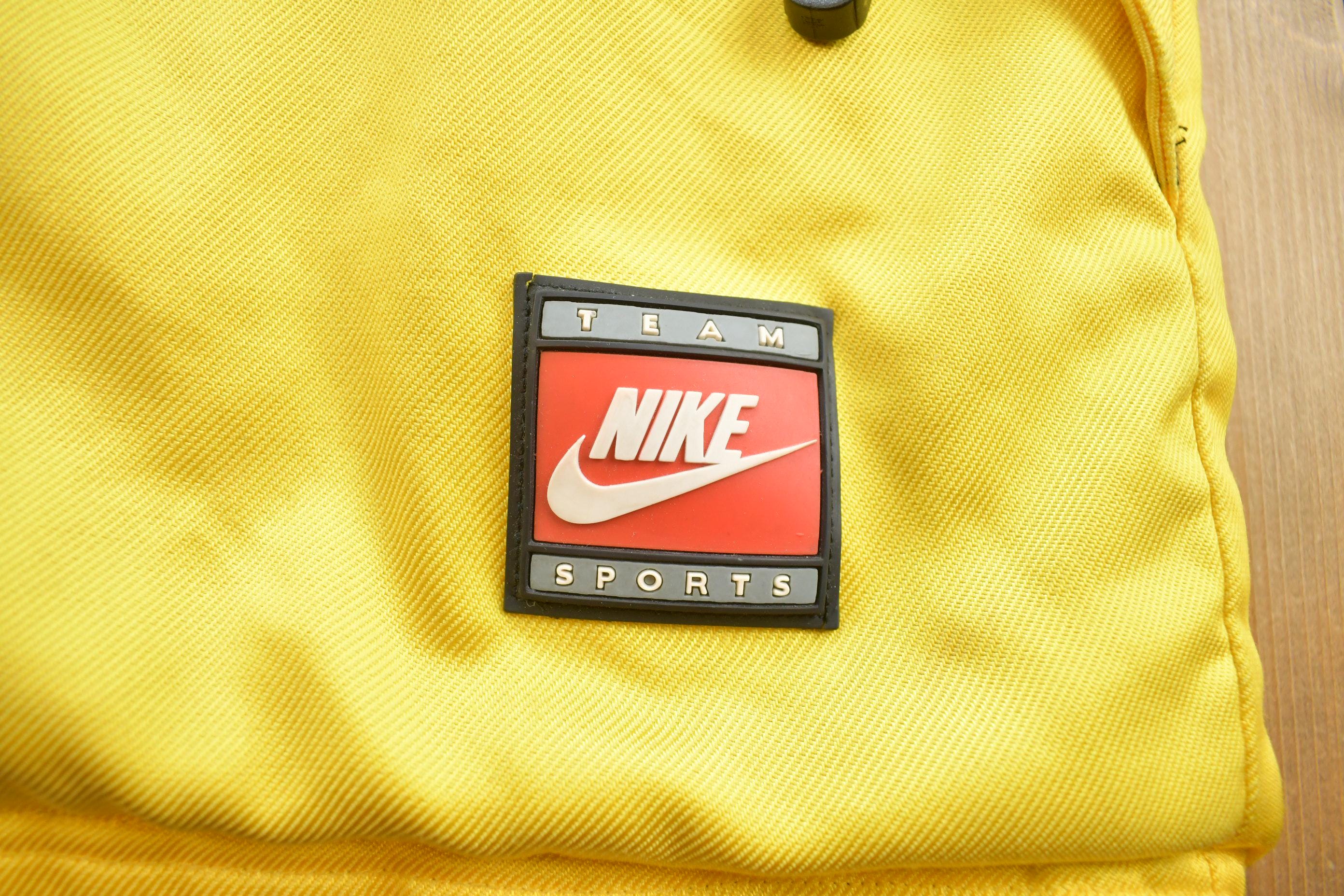 Vintage 1990s Nike Long Yellow Embroidered Jacket Big Swoosh
