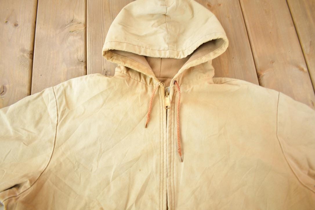 Vintage 1980s Distressed Carhartt Beige Active Jac Jacket Size X Large Made In USA