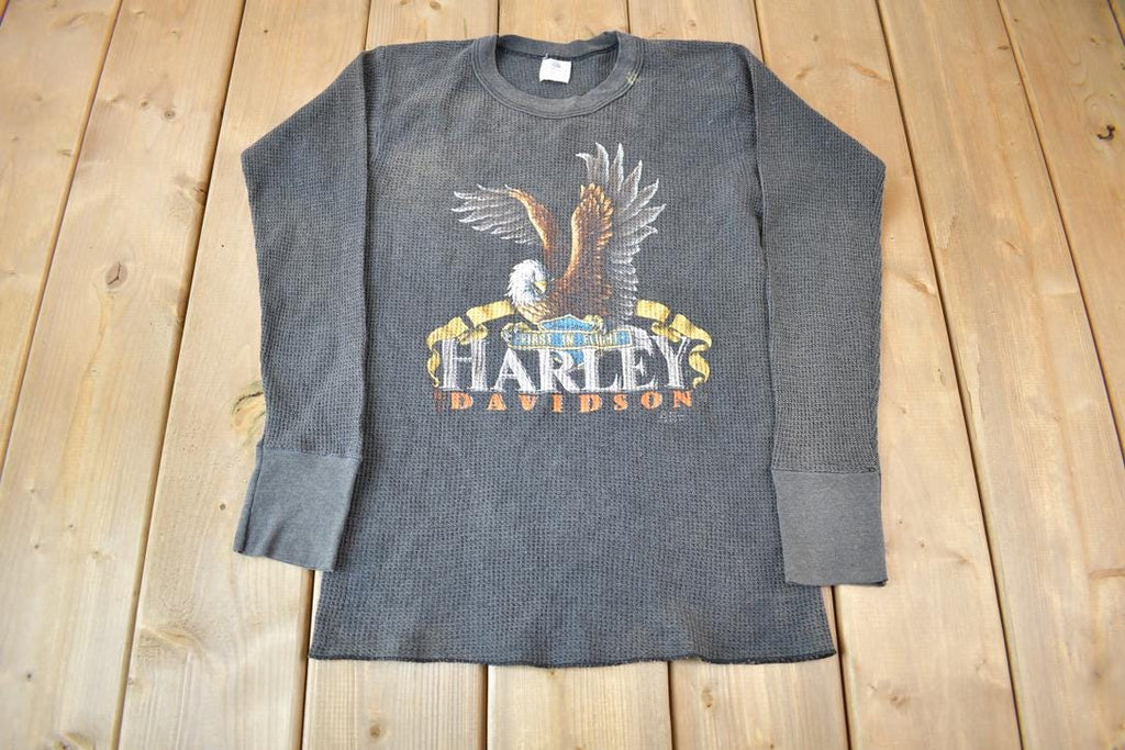 Vintage 1970s Barnett Harley Davidson El Paso Texas Long Sleeve Thermal Shirt