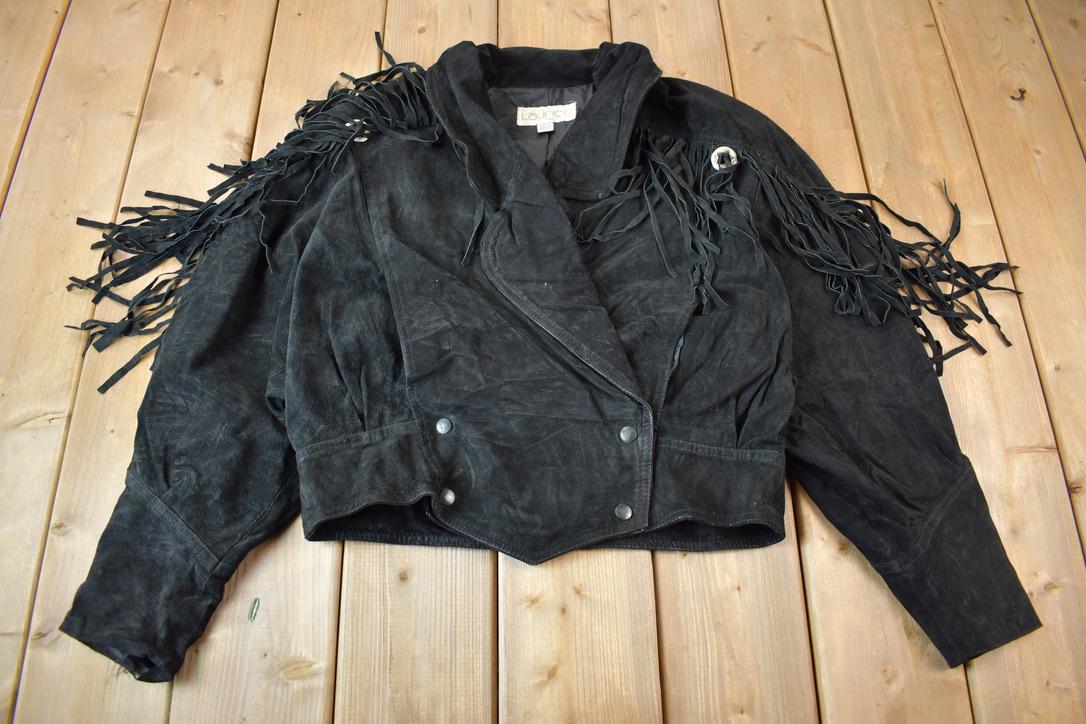 Vintage 1990s Laurice Black Fringe Jacket