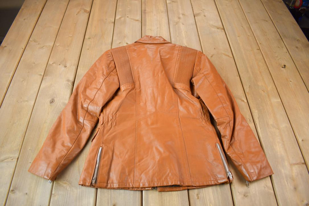 Vintage 1970s Golden Crown By Bristol Burnt Orange Leather Coat