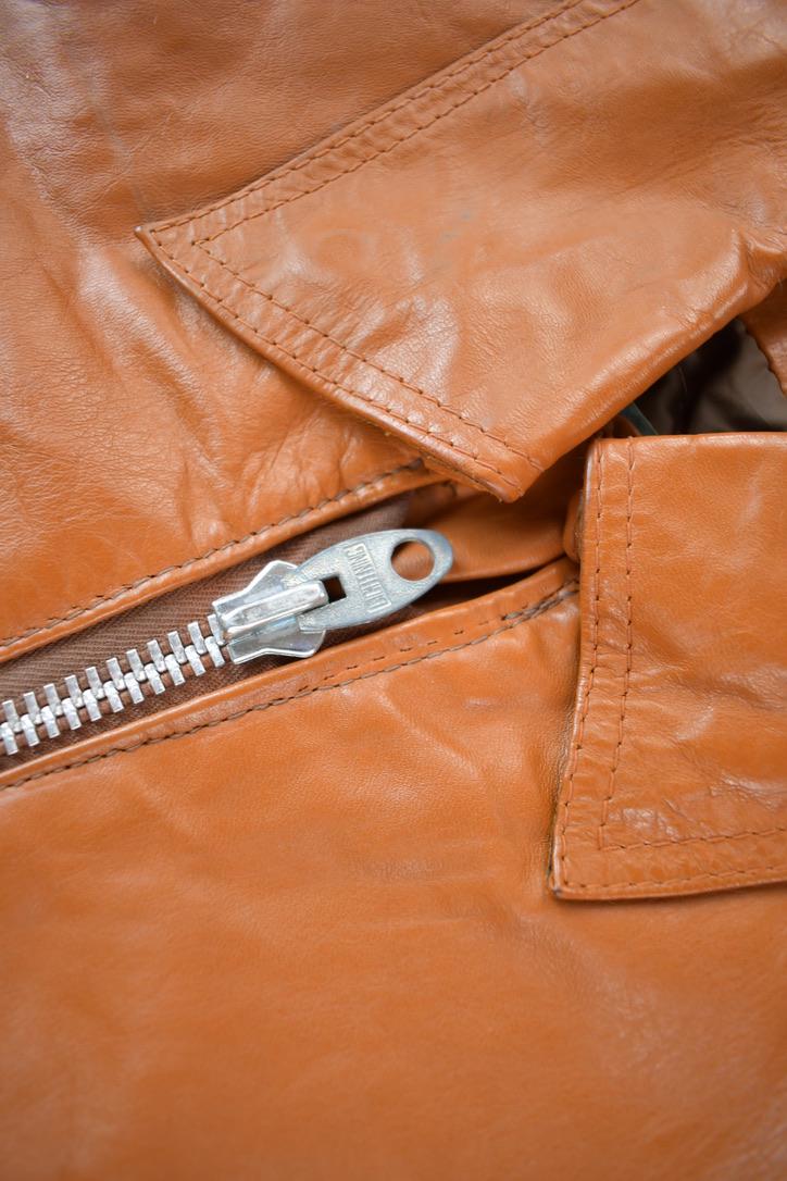 Vintage 1970s Golden Crown By Bristol Burnt Orange Leather Coat