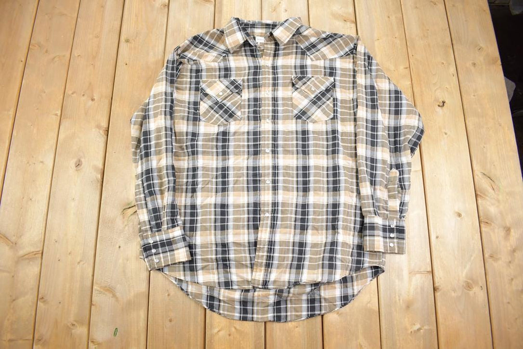 Vintage 1970s Elk Cattleman Western Plaid Button Up