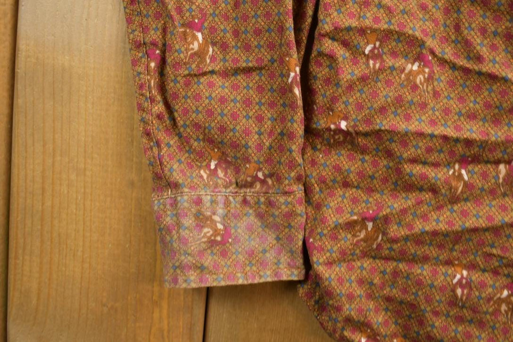 Vintage 1970s Embassy Row All Over Print Horse Theme Button-Up Shirt