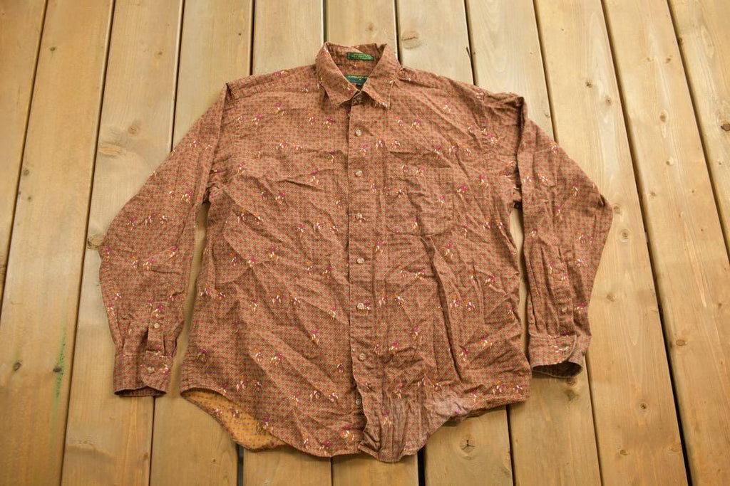 Vintage 1970s Embassy Row All Over Print Horse Theme Button-Up Shirt