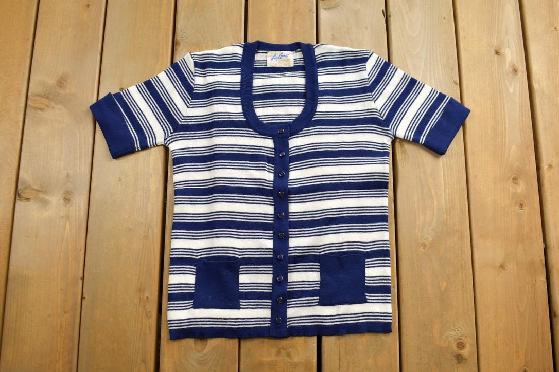 Vintage 1960s Roylon Lady Anne Knit Women's Button Up Shirt