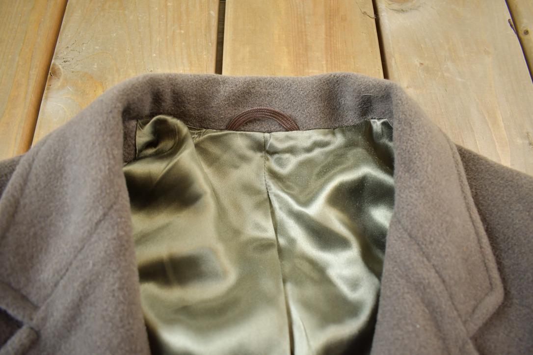 Vintage 1970s 100% Wool Button Up Over Coat Made In USA