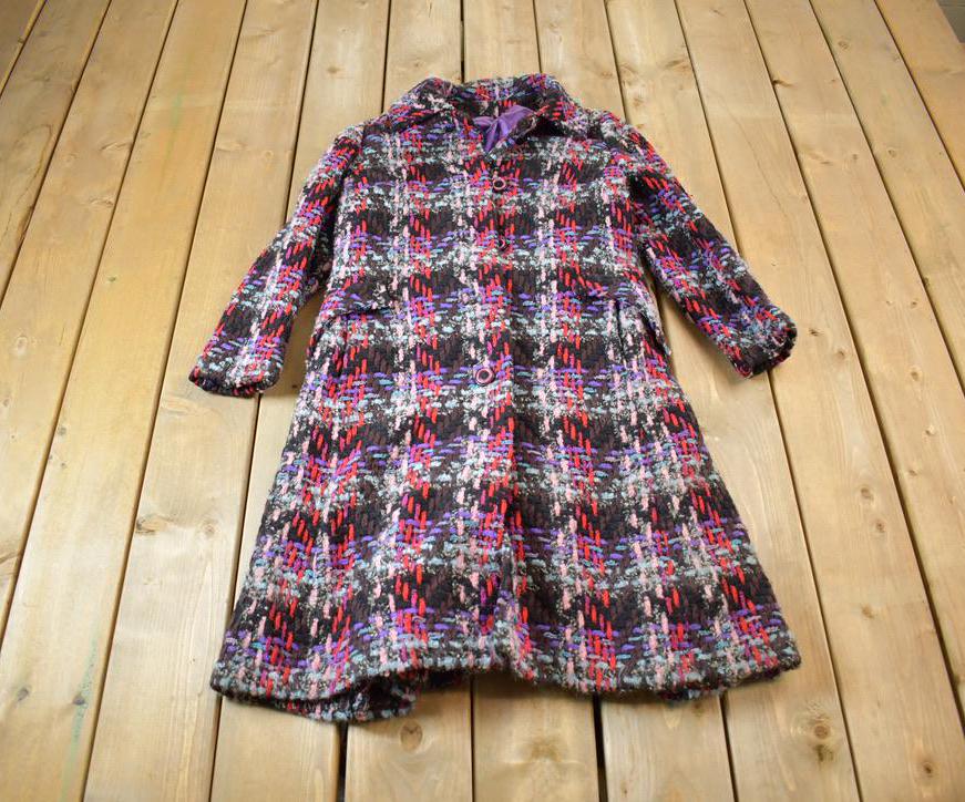 Vintage 1970s Knitted Abstract Pattern Button Up Jacket Made In Great Britain