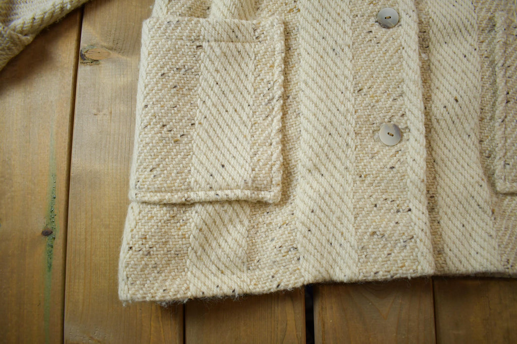 Vintage 1960s 100% Wool Striped Button Up Jacket