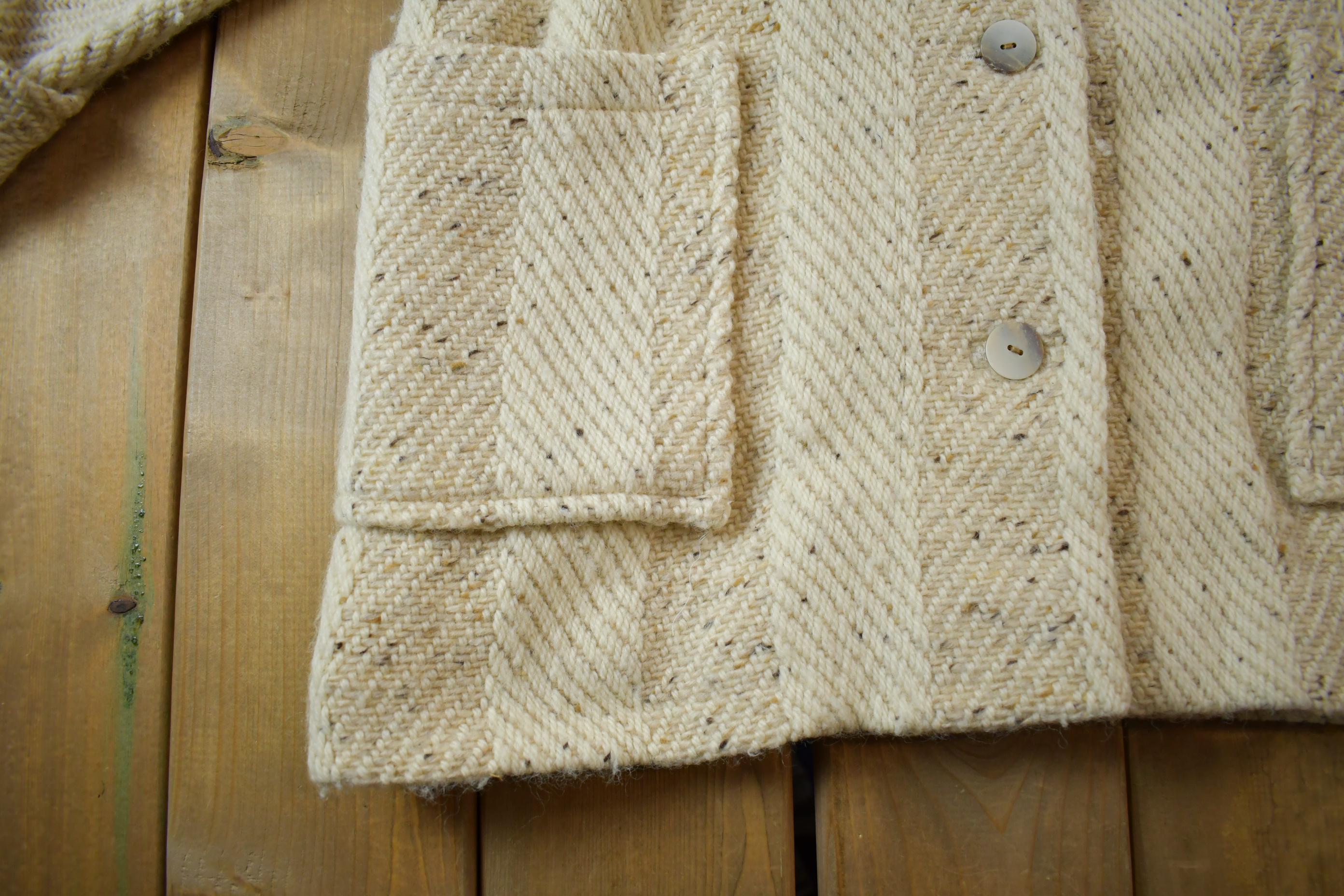 Vintage 1960s 100% Wool Striped Button Up Jacket