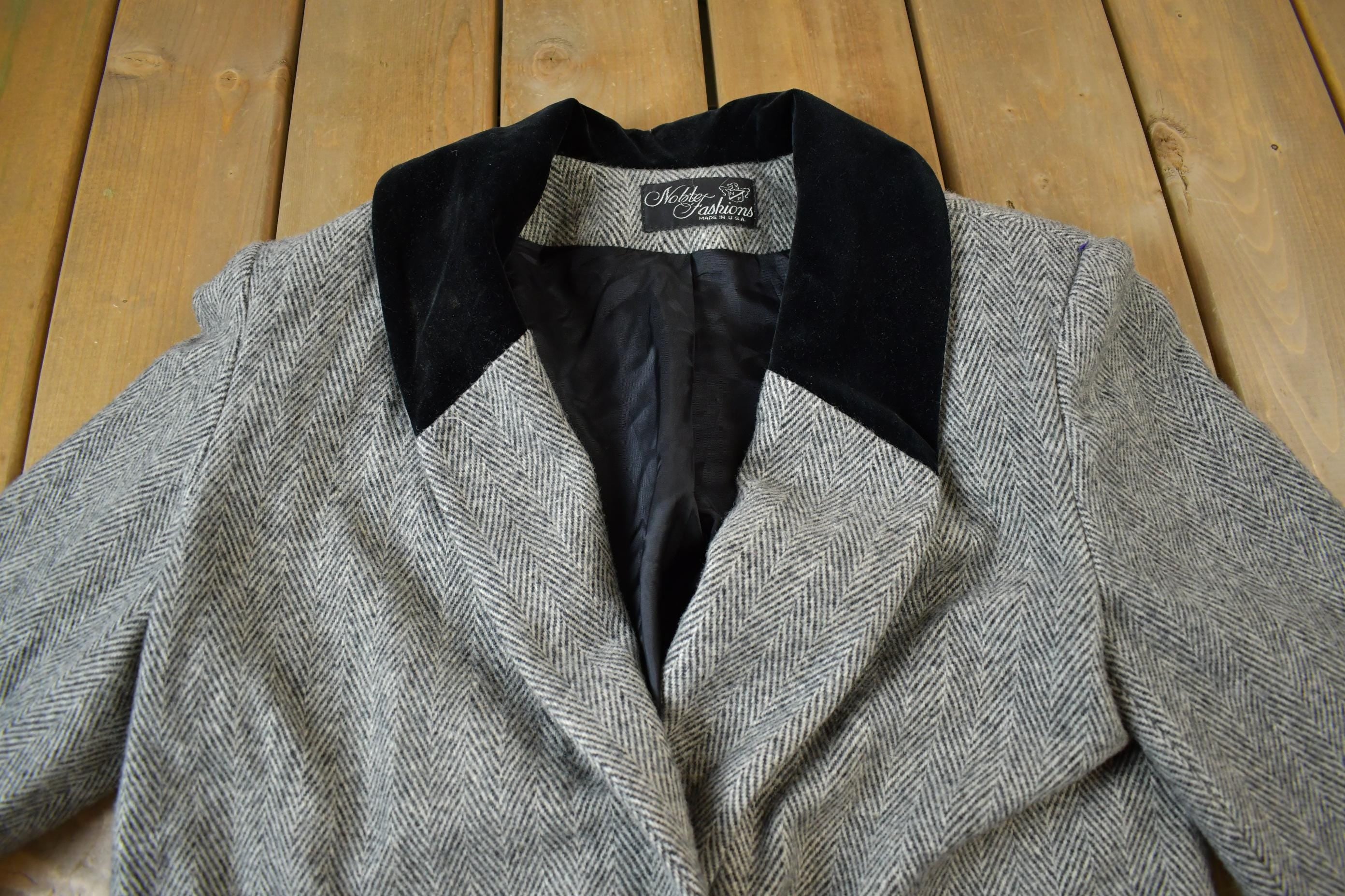 Vintage 1970s 100% Noble Fashions Wool Trench Coat Made In USA