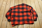 Vintage 1950s Buffalo Plaid Wool Button Up Shirt Back Vent