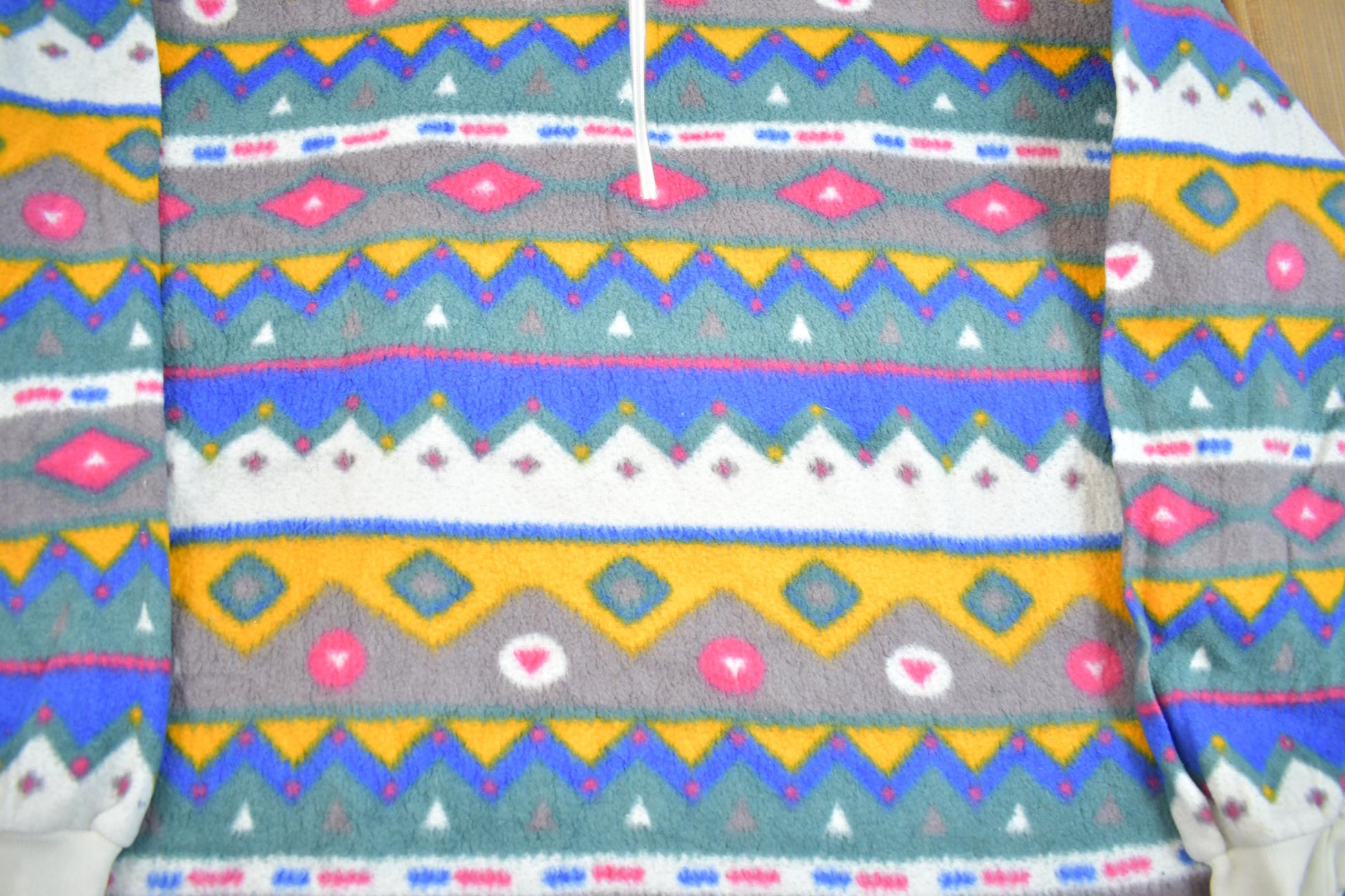 Vintage 1990s Oakbrook Abstract Pattern Colourful Fleece Sweater