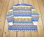 Vintage 1990s Oakbrook Abstract Pattern Colourful Fleece Sweater