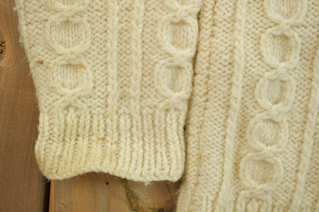 Vintage 1990s 100% Wool Cable Knit Cardigan Sweater