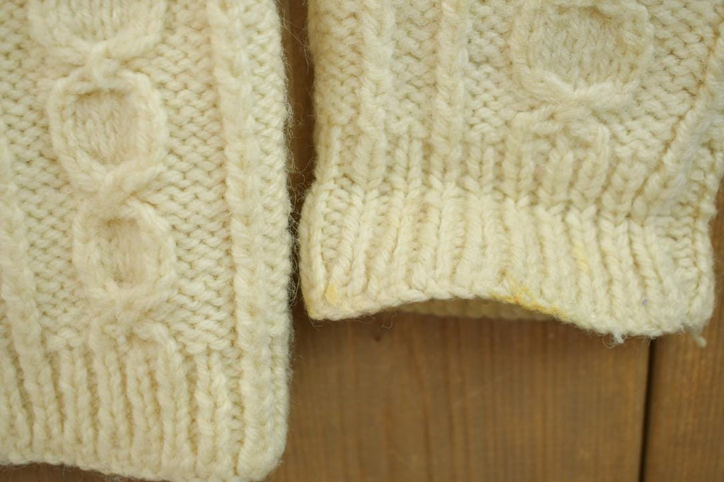 Vintage 1990s 100% Wool Cable Knit Cardigan Sweater