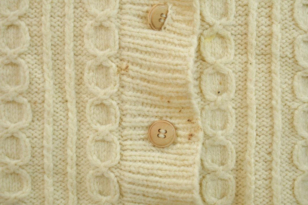 Vintage 1990s 100% Wool Cable Knit Cardigan Sweater