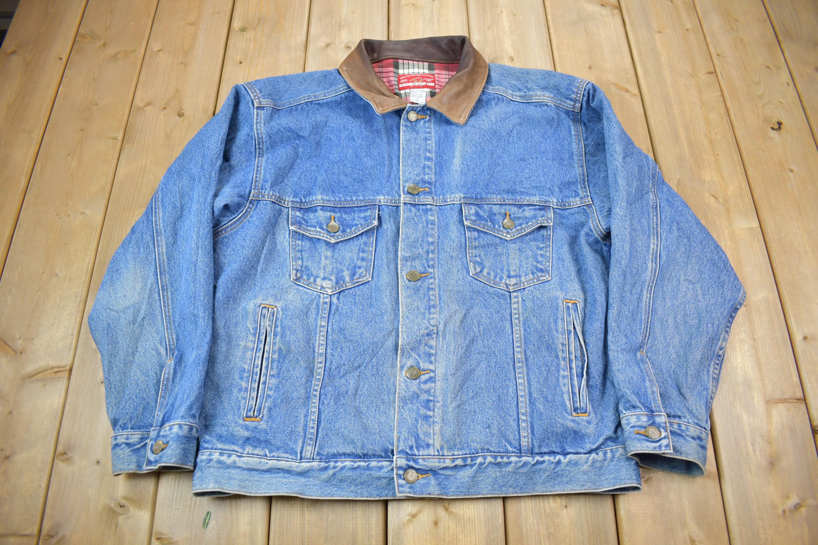 Vintage 1990s Marlboro Country Store Denim Jean Jacket