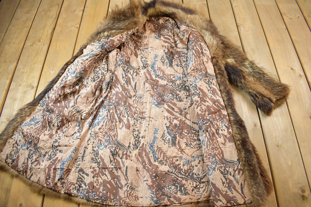 Vintage 1970s De Bella Full Length Multi Brown Raccoon Fur Coat