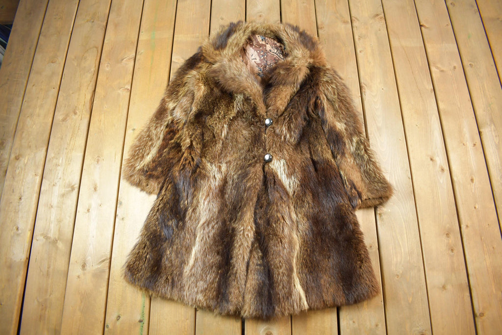 Vintage 1970s De Bella Full Length Multi Brown Raccoon Fur Coat