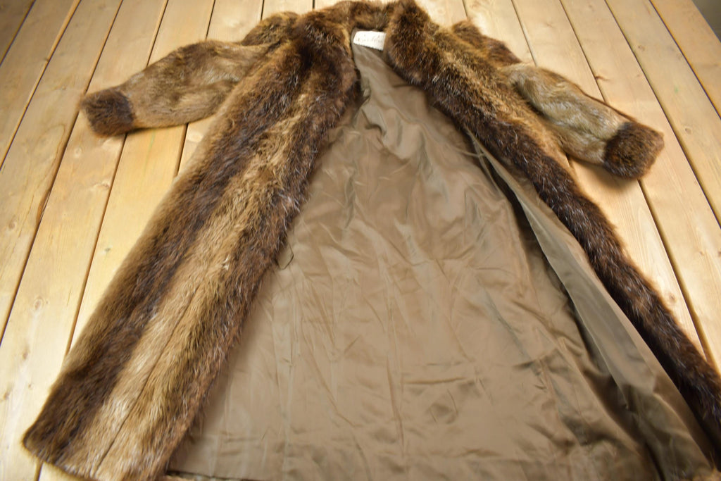 Vintage 1970s Eaton Full Length Brown Raccoon Fur Coat