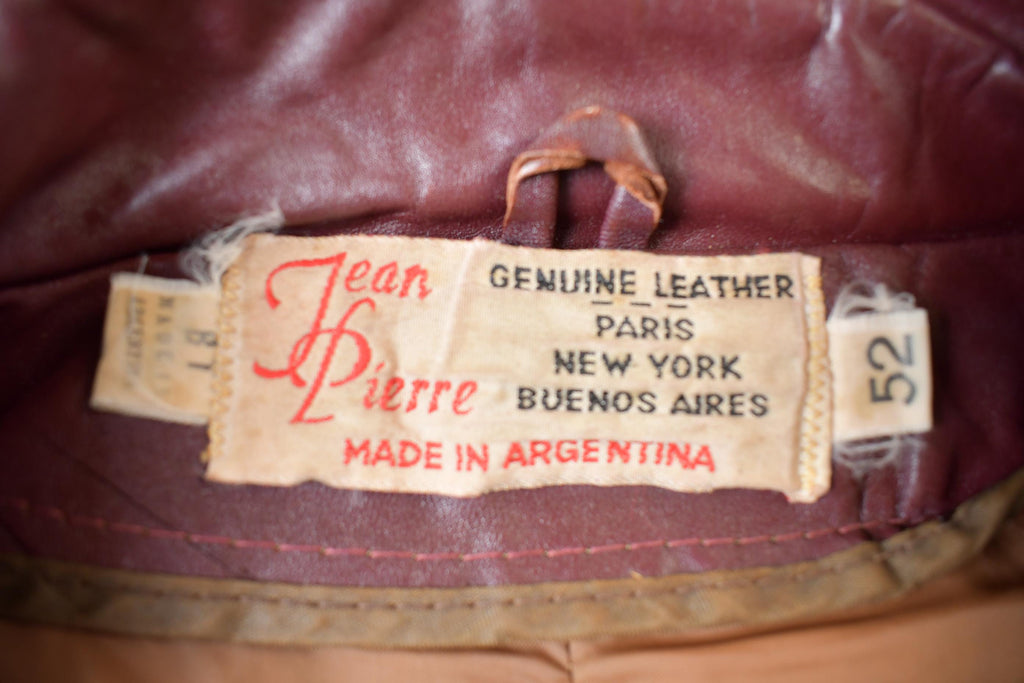 Vintage 1960s Jean Pierre Faded Leather Jacket Made In Argentina