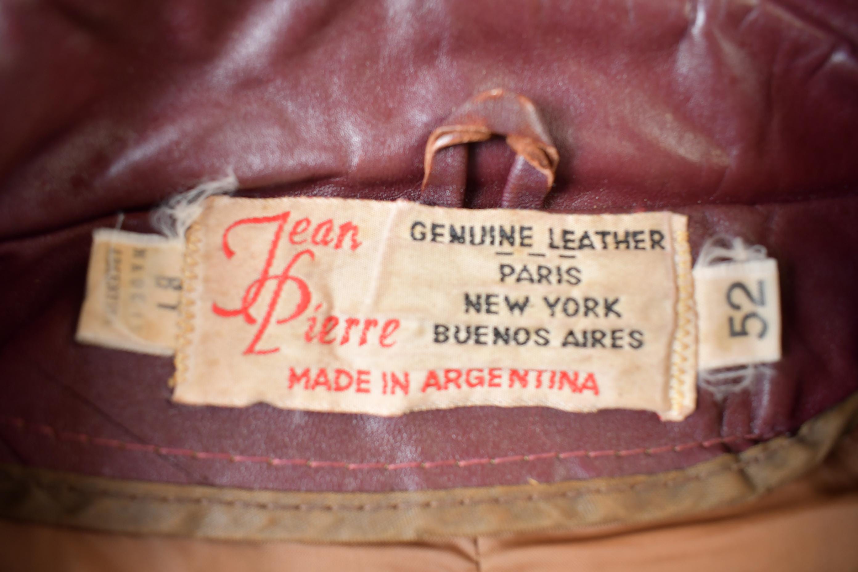 Vintage 1960s Jean Pierre Faded Leather Jacket Made In Argentina