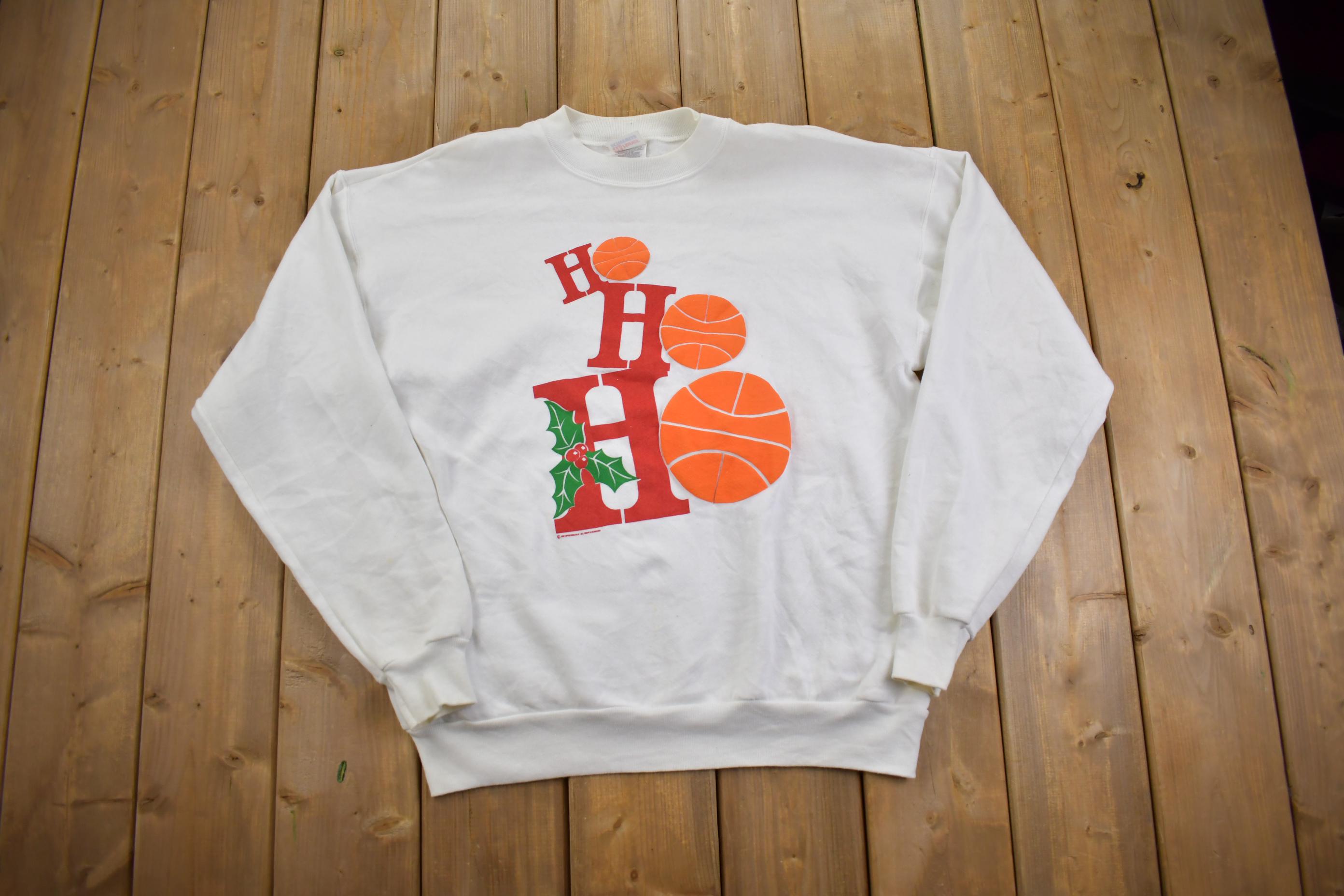 Vintage 1990s " Ho Ho Ho" Basketball Textured Crewneck Sweatshirt - XL