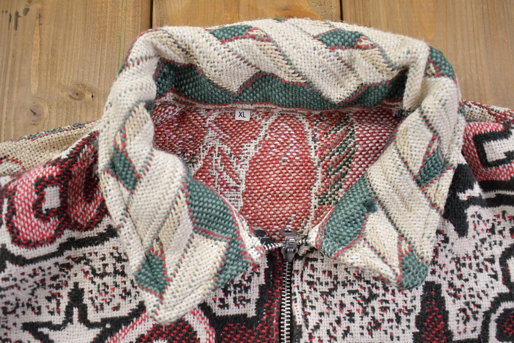 Vintage 1990s Knitted Print Light Jacket - XL