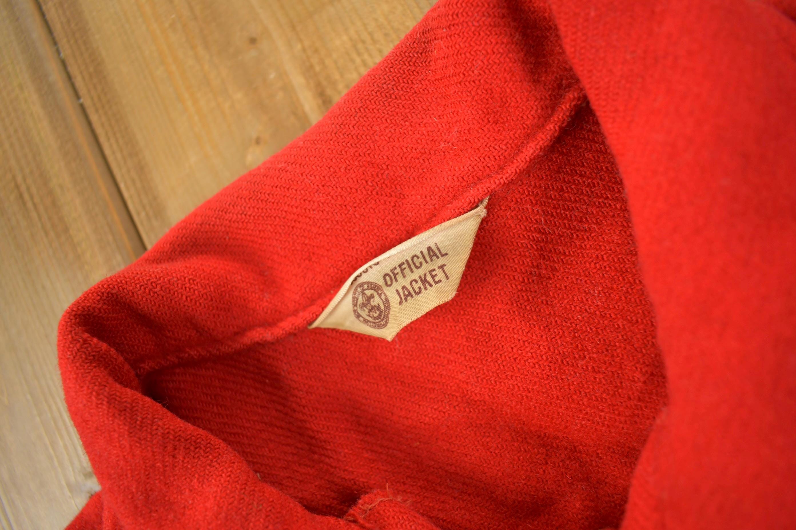 Vintage 1950s Boy Scouts Of America Red Wool Button Up Shirt