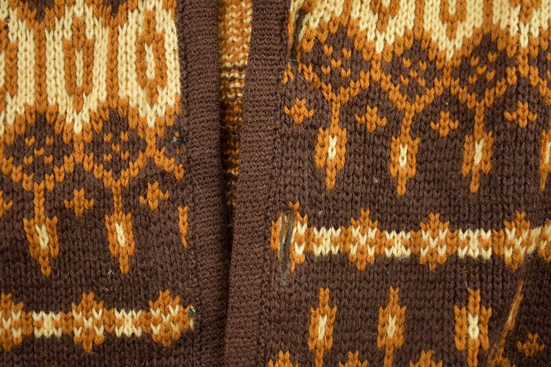 Vintage 1950s Hand-Knit Pattern Cardigan Sweater