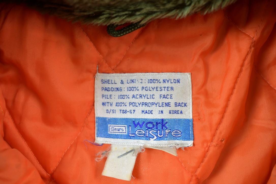 Vintage 1970s Sears Fur Hood Winter Parka Jacket