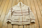 Vintage 1980s Wool Zip Up Sweater