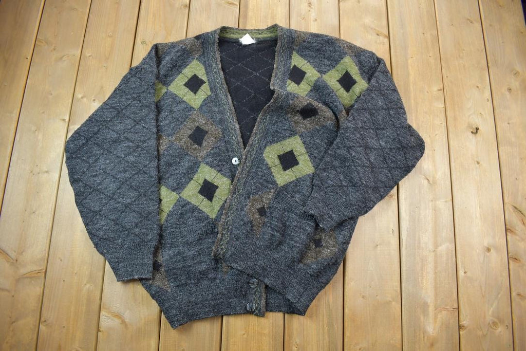 Vintage 1990s 15 Button 100% Wool Knit Sweater