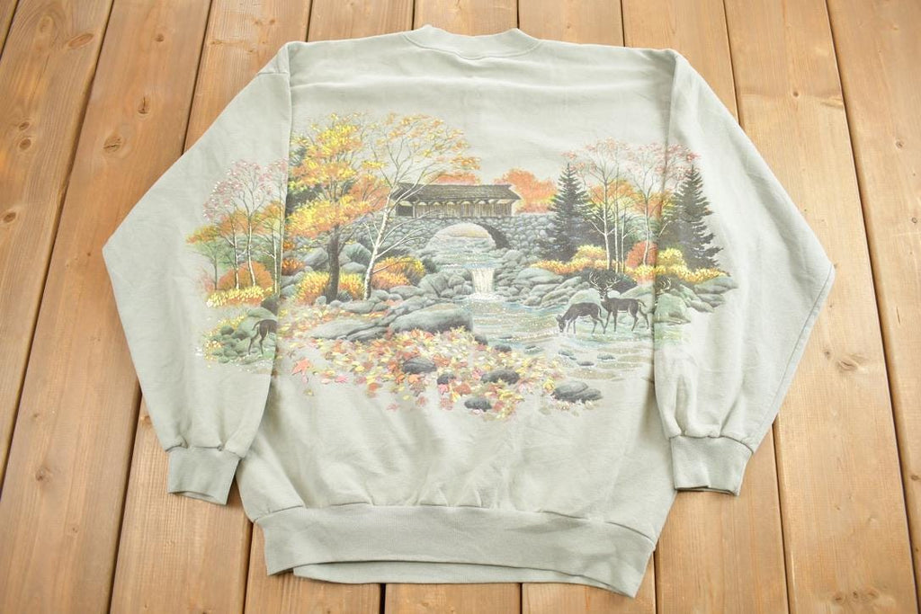 Vintage 1990s lifestyles deer Outdoorsman Crewneck Sweatshirt Made In USA
