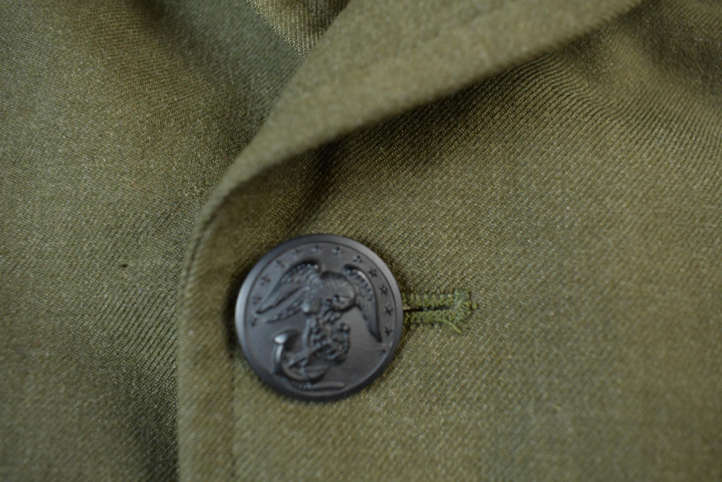 Vintage 1940s World War 2 Military Button Up Wool Overcoat