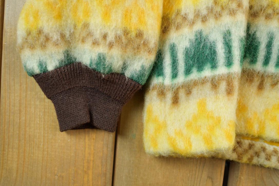 Vintage 1960s Patterned Mohair Cardigan Sweater