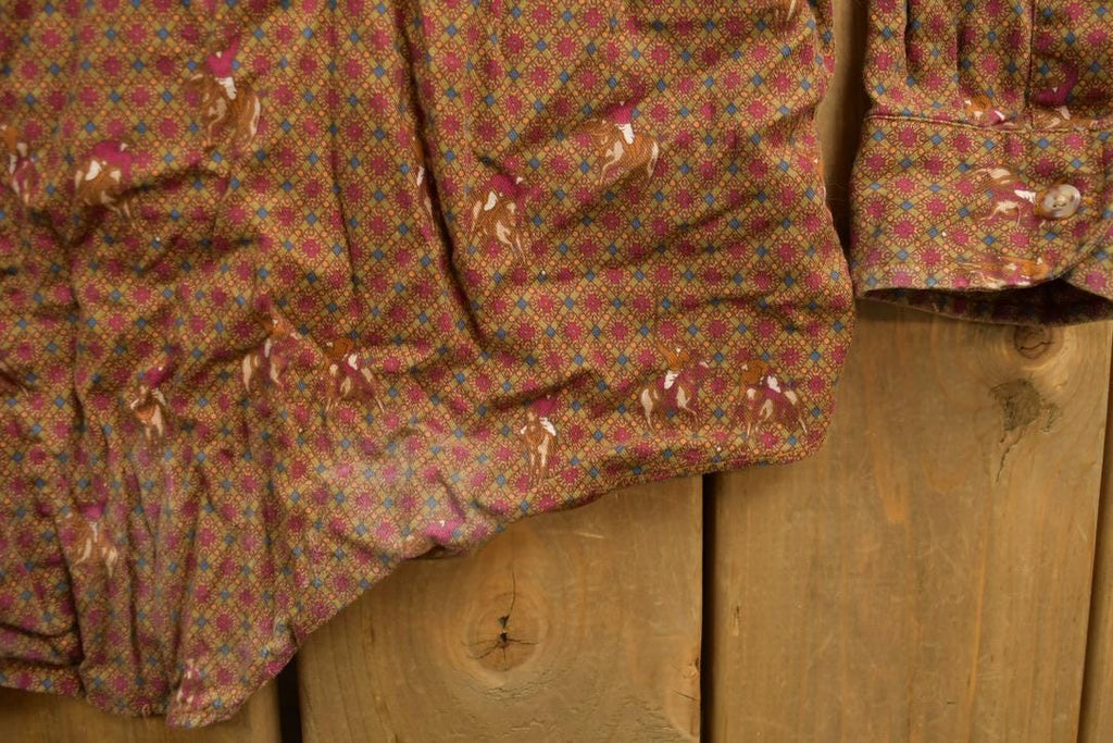 Vintage 1970s Embassy Row All Over Print Horse Theme Button-Up Shirt
