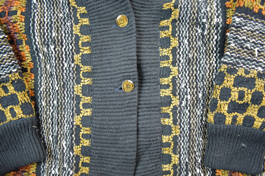 Vintage 1990s Knit Cardigan Sweater Jacket Abstract Pattern