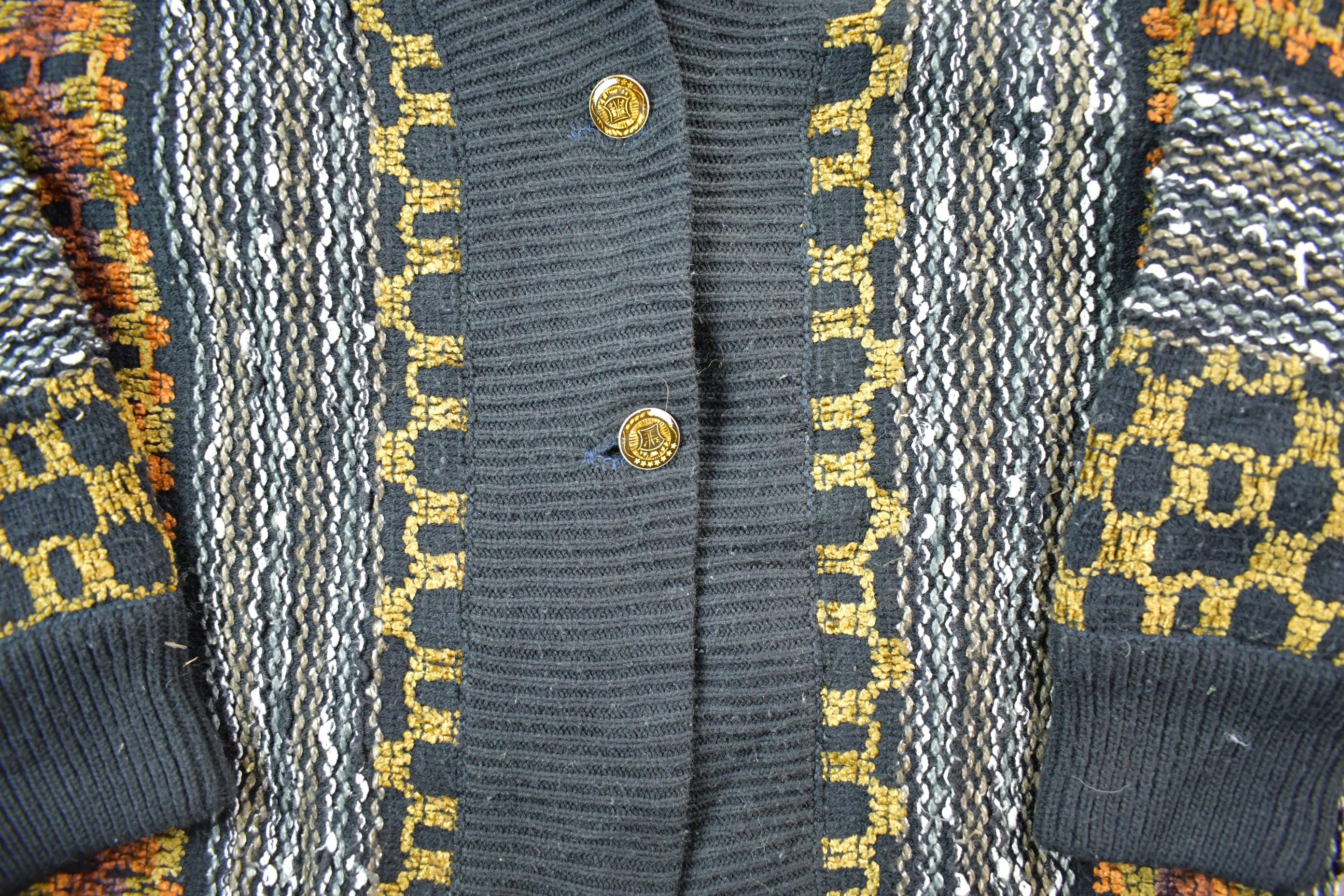 Vintage 1990s Knit Cardigan Sweater Jacket Abstract Pattern