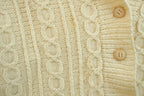 Vintage 1990s 100% Wool Cable Knit Cardigan Sweater
